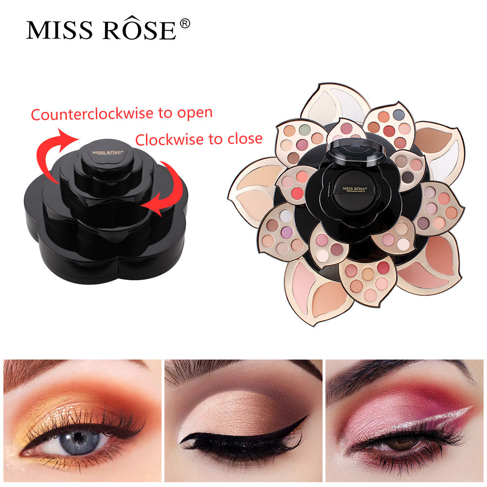 Full Makeup Set in Black Floral Palette - Multifunctional