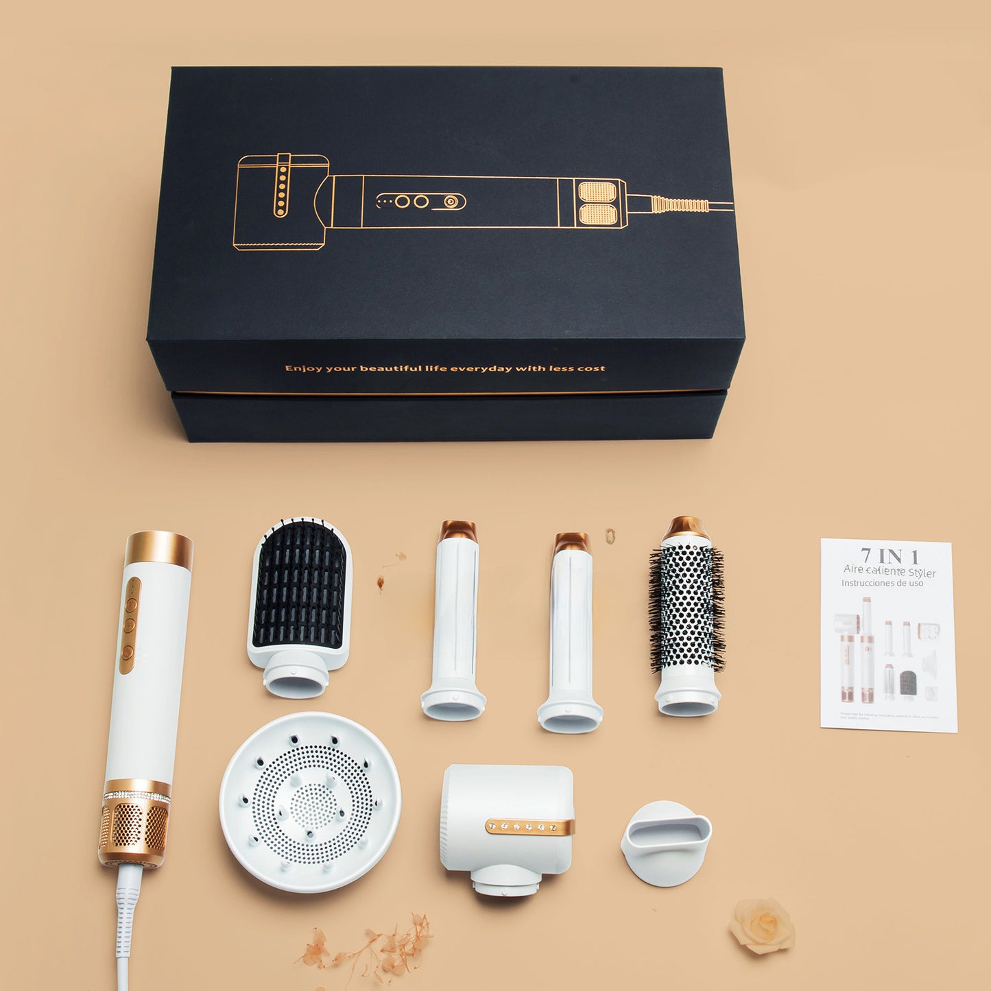 7-in-1 Hot Air Brush – Dryer, Curler & Straightener