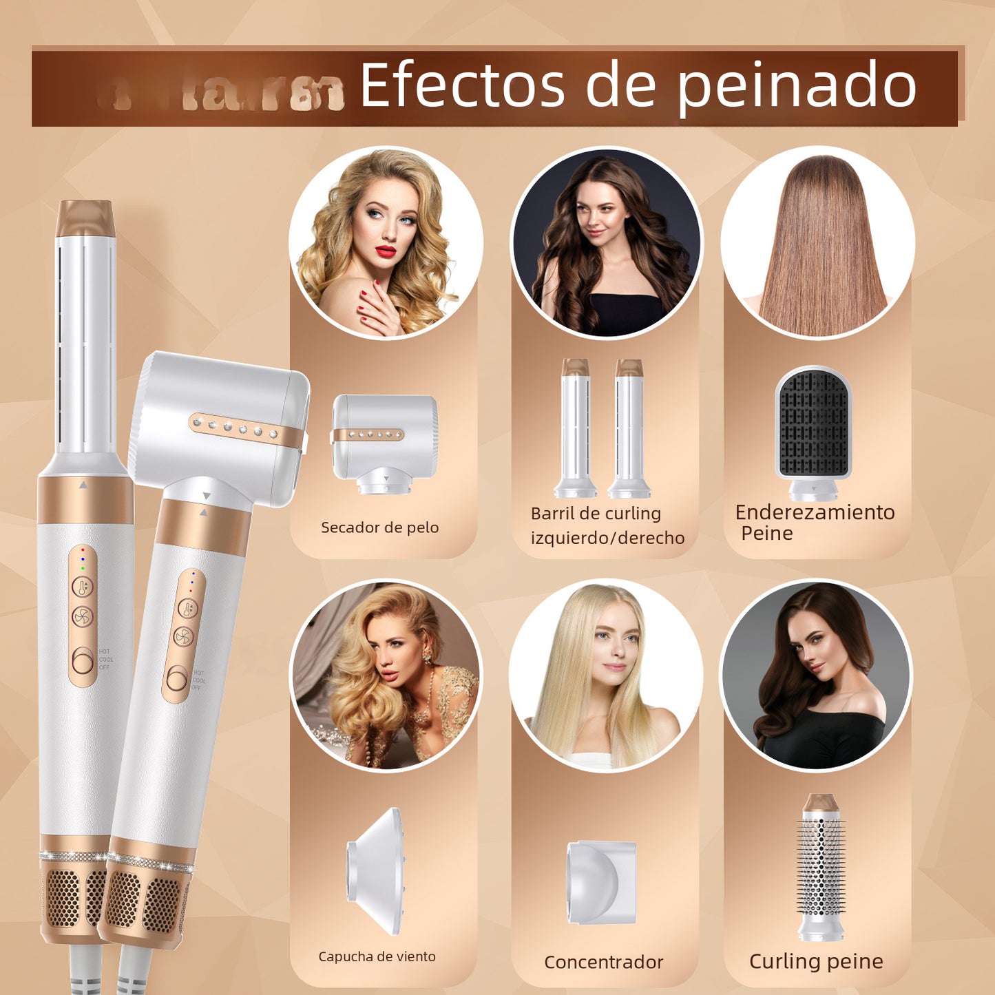 7-in-1 Hot Air Brush – Dryer, Curler & Straightener